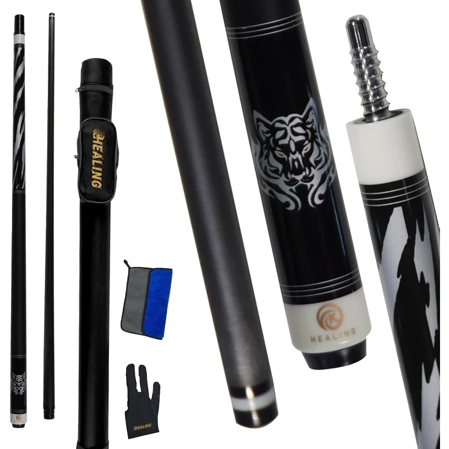 

58 19-20oz 2-Piece Carbon Pool Cue Stick with 11.8mm Tip for Precision Billiards Carbon Fiber Construction with 1/2 Joint Handc