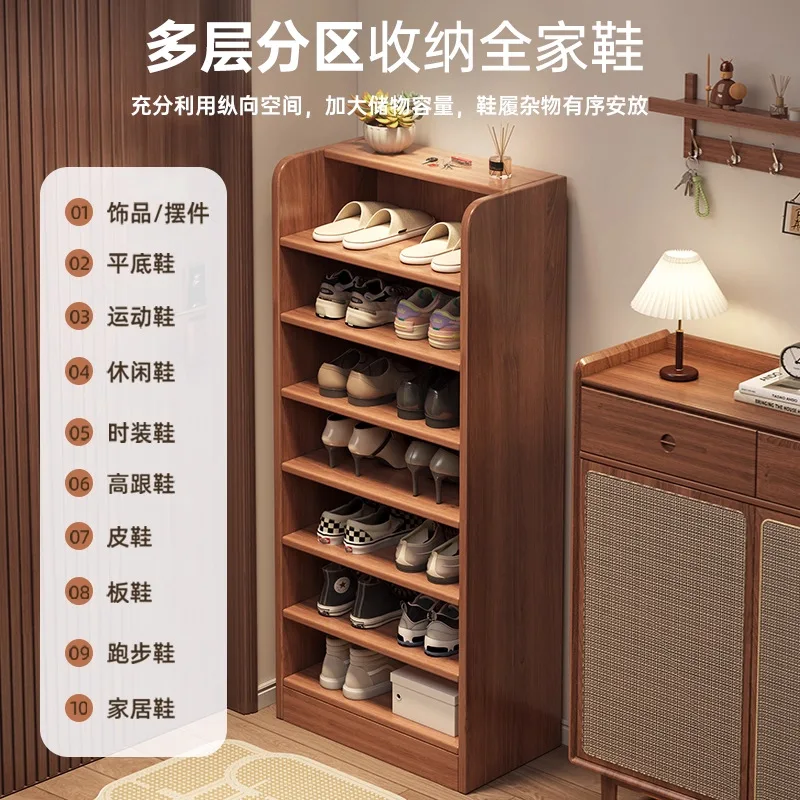 رف الأحذية متعدد الطبقات، باب منزلي، شقة صغيرة، داخلي من الخشب الصلب، قطعة أثرية لتخزين الأحذية