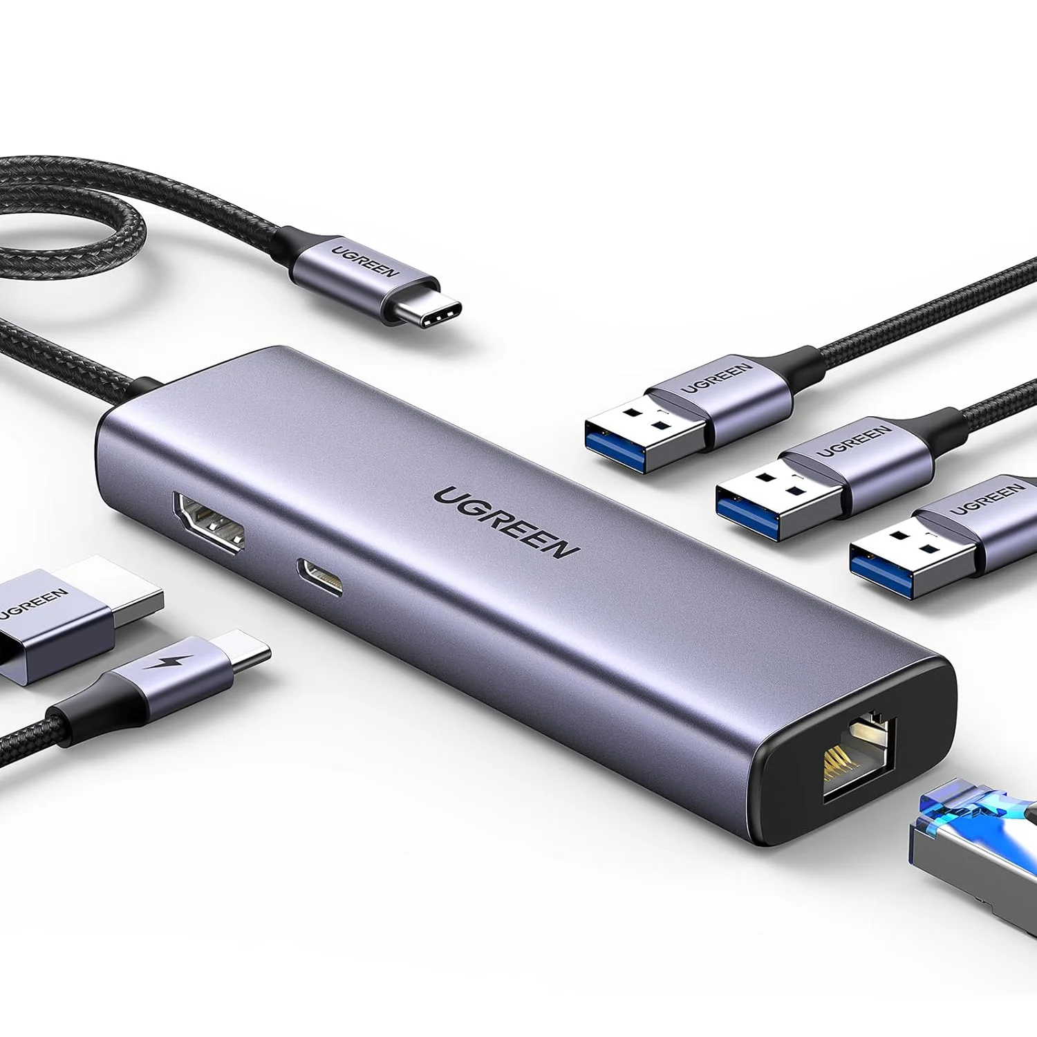 U GREEN Revodok 6in1 USB-C Docking Station Gigabit LAN Ethernet 4K HDMI 100W PD Charging USB A Hub For Notebook PC
