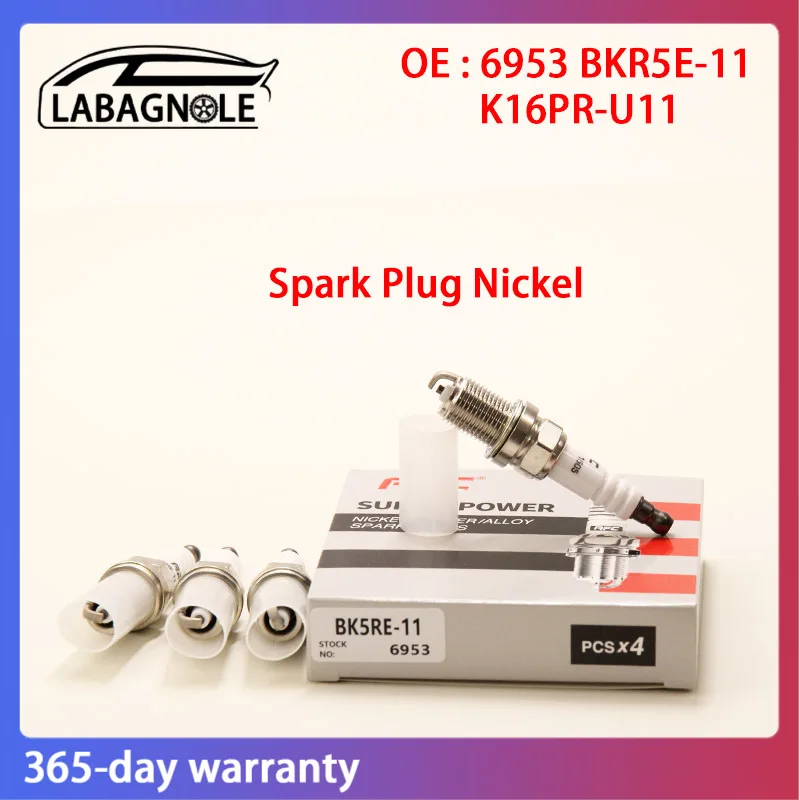 

OE Quality BKR5E-11 6953 K16PR-U11 FR8DCX 21025103 Spark Plug Nickel For Sedona Rio Sportage Veracruz Azera Sonata Tucson