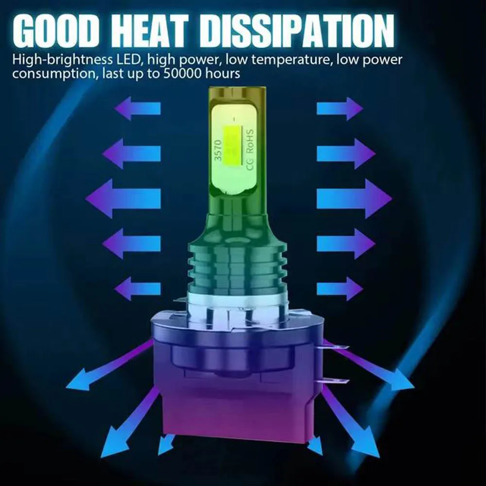 2Pcs LED H11B H15 Bulbs Car Headlight High Beam Day Driving Running Light 12V 6500K White Auto Lamp Canbus For Golf VW Audi BMW