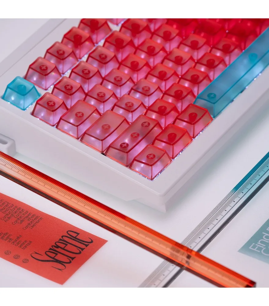 Watermelon red keycap No engraving fog transparent PC pad printing Customized original high-tech ev63 magnetic axis mechanical