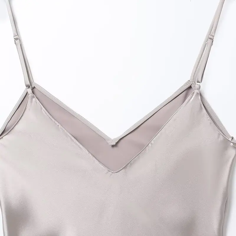 KASLEAD 신상 여성 비대칭 레이스 드 실크 새틴 텍스처 989332 패셔너블 슬림 V넥 A라인 출퇴근 드레스