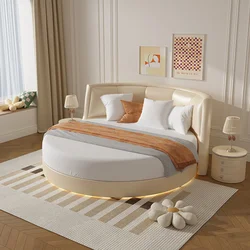 Round Nordic Modern Double Bed Frame Simple Princess King Size Bed Villa Queen Camas Matrimonial Luxury Bedroom Set Furniture