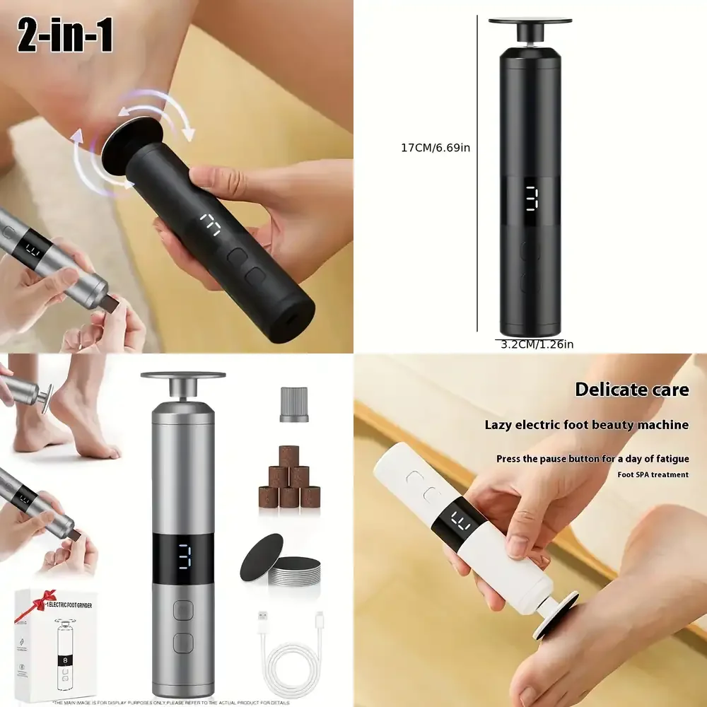 

WAP01 Electric 2-in-1 Foot File and Nail File - USB Pedicure Device,LCD Display, 16 Interchangeable Heads,Multi-functional