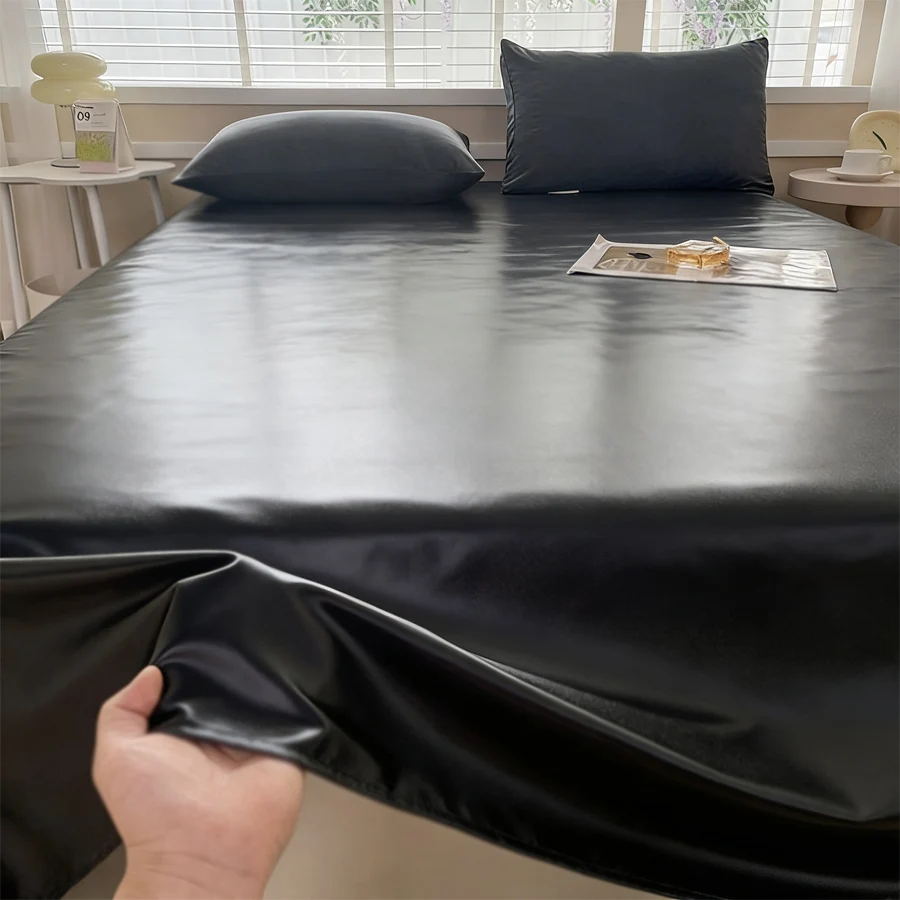 Pure Black PVC Waterproof Bed Sheet Cushion Cover Urine Resistant Stain Resistant Easy To Clean Suitable for All Seasons