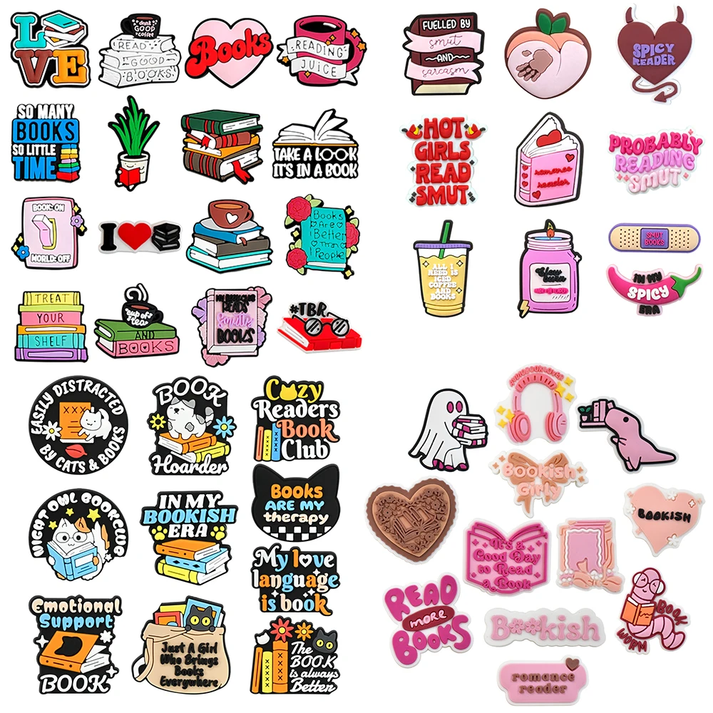 10-16pcs Reading Books Cartoon Series ​for Shoe Charms Accessories for Classic Clog Shoe Decoration Kids Gifts