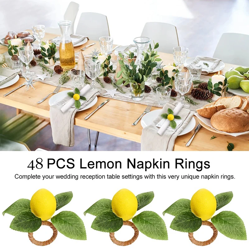 

1/6/24/48 шт., кольцо для салфеток с имитацией лимонного растения, пряжка для фруктовой еды, модель отеля, кольцо для салфеток, пряжка для салфеток, товары для вечеринок