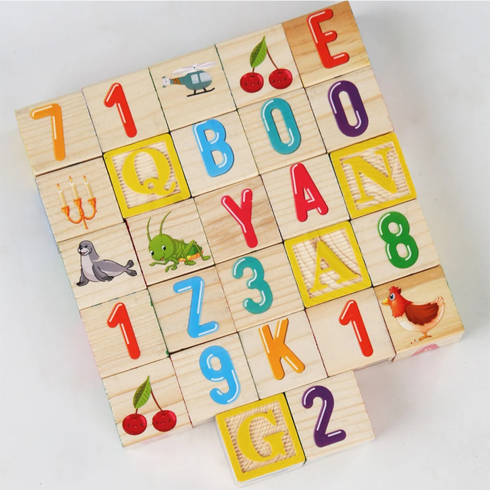 ABC Wooden Building Blocks Alphabet & Number Stacking Blocks ABC Learning Baby Blocks for Toddlers 1-3 for Boys Girls Kids Gifts