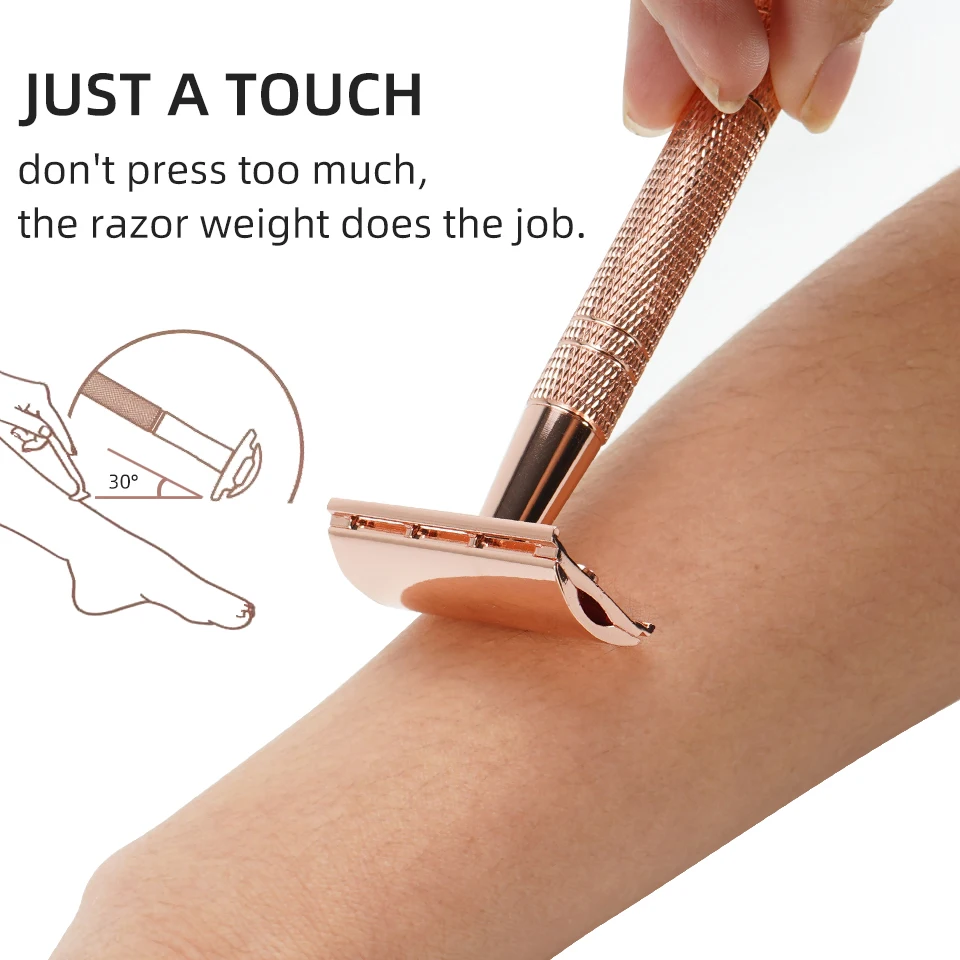 Adjustable Safety Razor Double Edge Classic Mens Shaving Mild to Aggressive 1-6 File Hair Removal Shaver it with 5 Blades