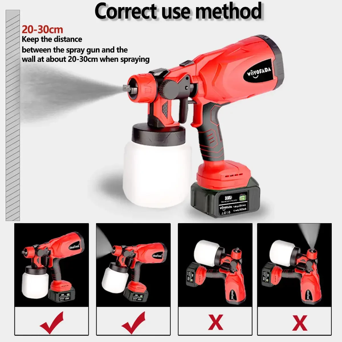 Imagem -04 - Cordless Pintura Elétrica Pistola Aço Revestimento Aerógrafo Auto Móveis Pulverizador 800ml Compatível para Makita 18v Bateria