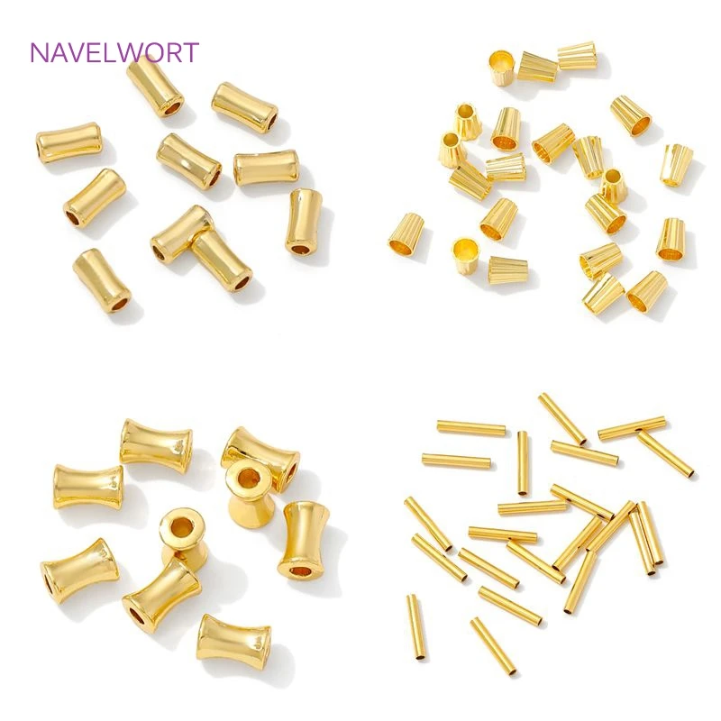 50/100pcs Spacer Beads For Jewelry 18K Gold Plated Brass Tube Beads,Separators For Beads,DIY Bracelets Necklace Making Supplies