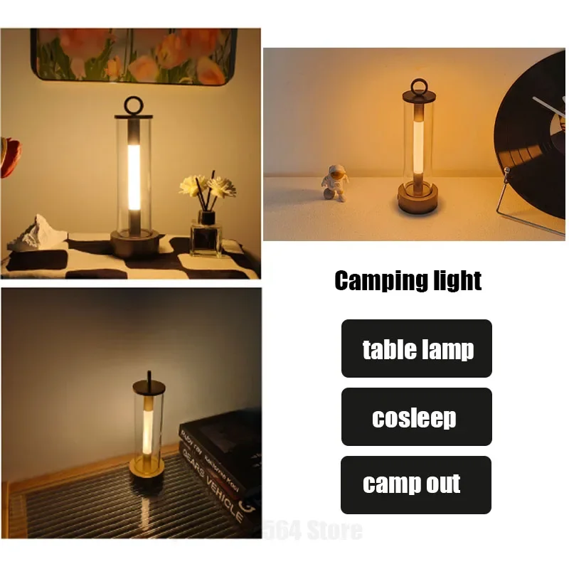 USB Recarregável LED Night Light, Lâmpadas de Mesa, 3 Cores, Toque, Metal Table Lamp, Cabeceira, Ao ar livre, Jantar, Luzes Escritas, Room Decor Gift