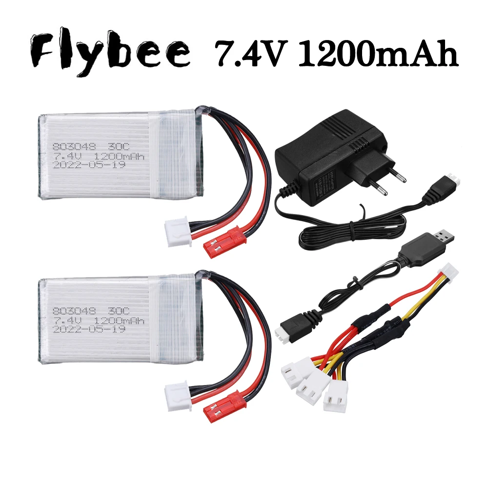 Lipo Battery 2S 7.4V 1200mAh 803048 For MJXRC X600 RC Drone Spare Parts 2S 7.4 V Battery With JST Plug and 7.4V Charger Sets