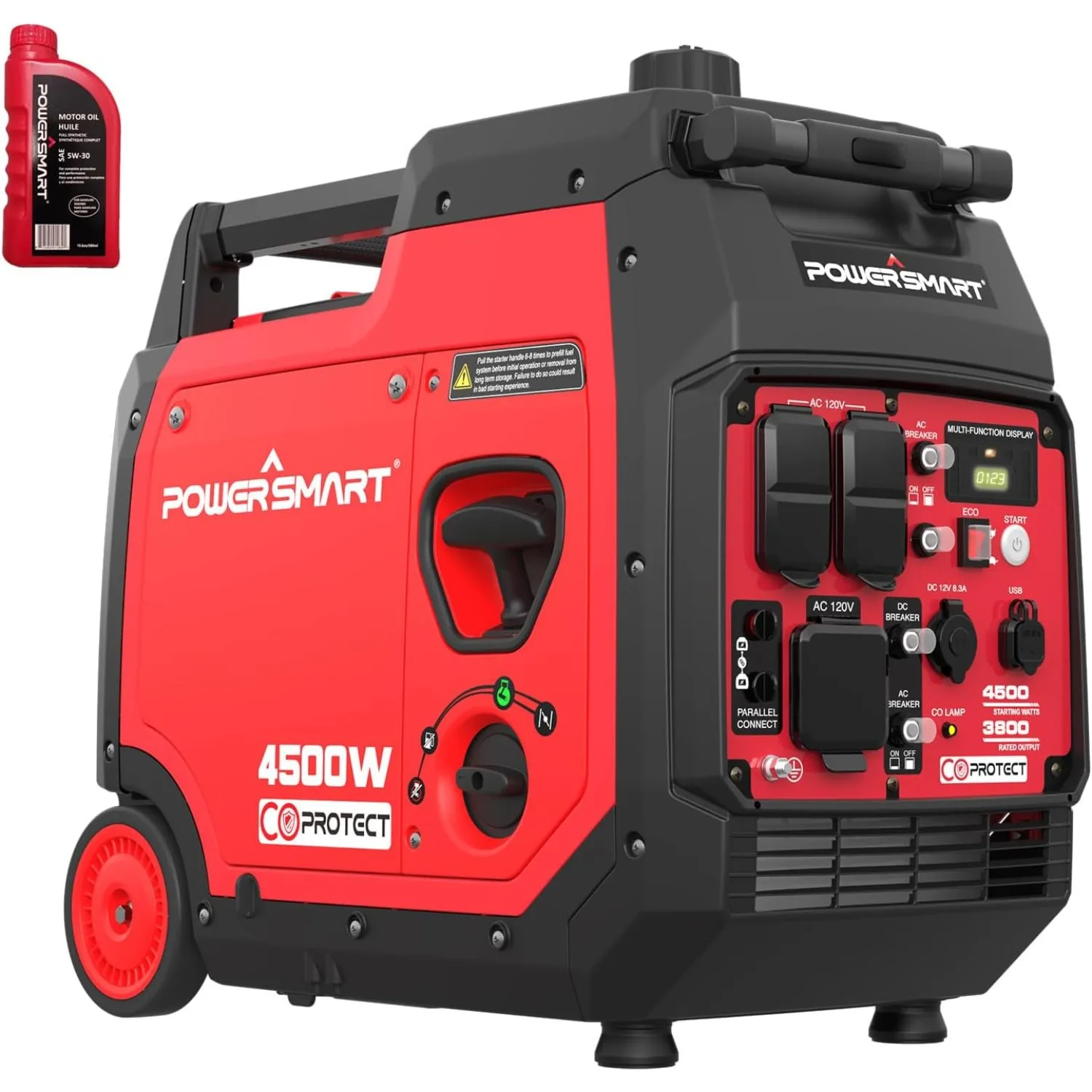 4500-Watt Super Quiet Inverter Generator Portable Generator Gas Powered with Electric Start CO Sensor RV-Ready Parallel Capable