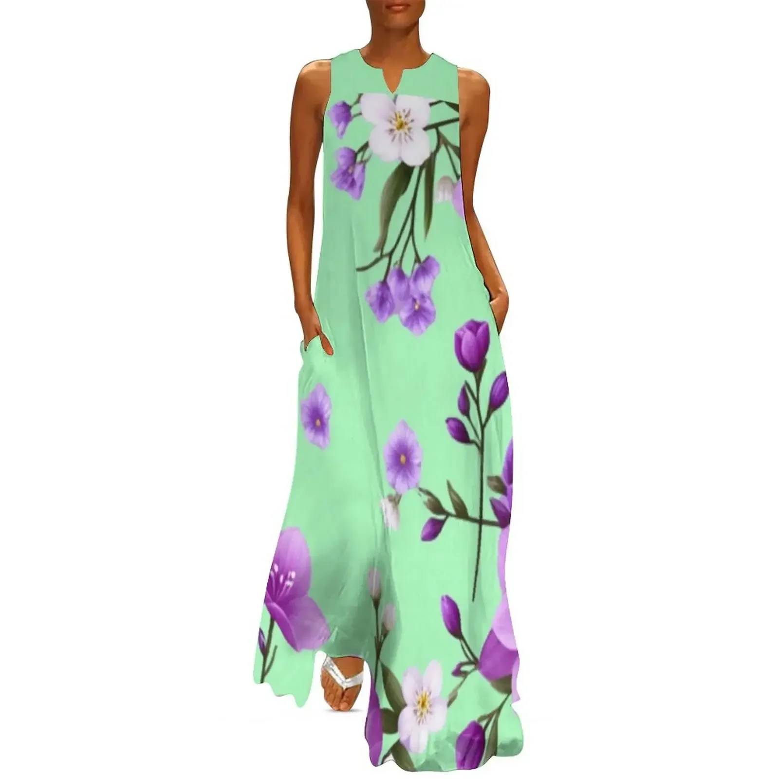 

Purple Floral Art Long Dress clothes for woman dresses summer Dresses for wedding party dresses for women 2025 Dress