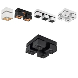 Downlights LED cuadrados Luz de techo regulable 360 °   Rotación 90 °   Focos COB plegables de 9W, 15W, 1-4 cabezales, AC110V, 220V, negocios en casa