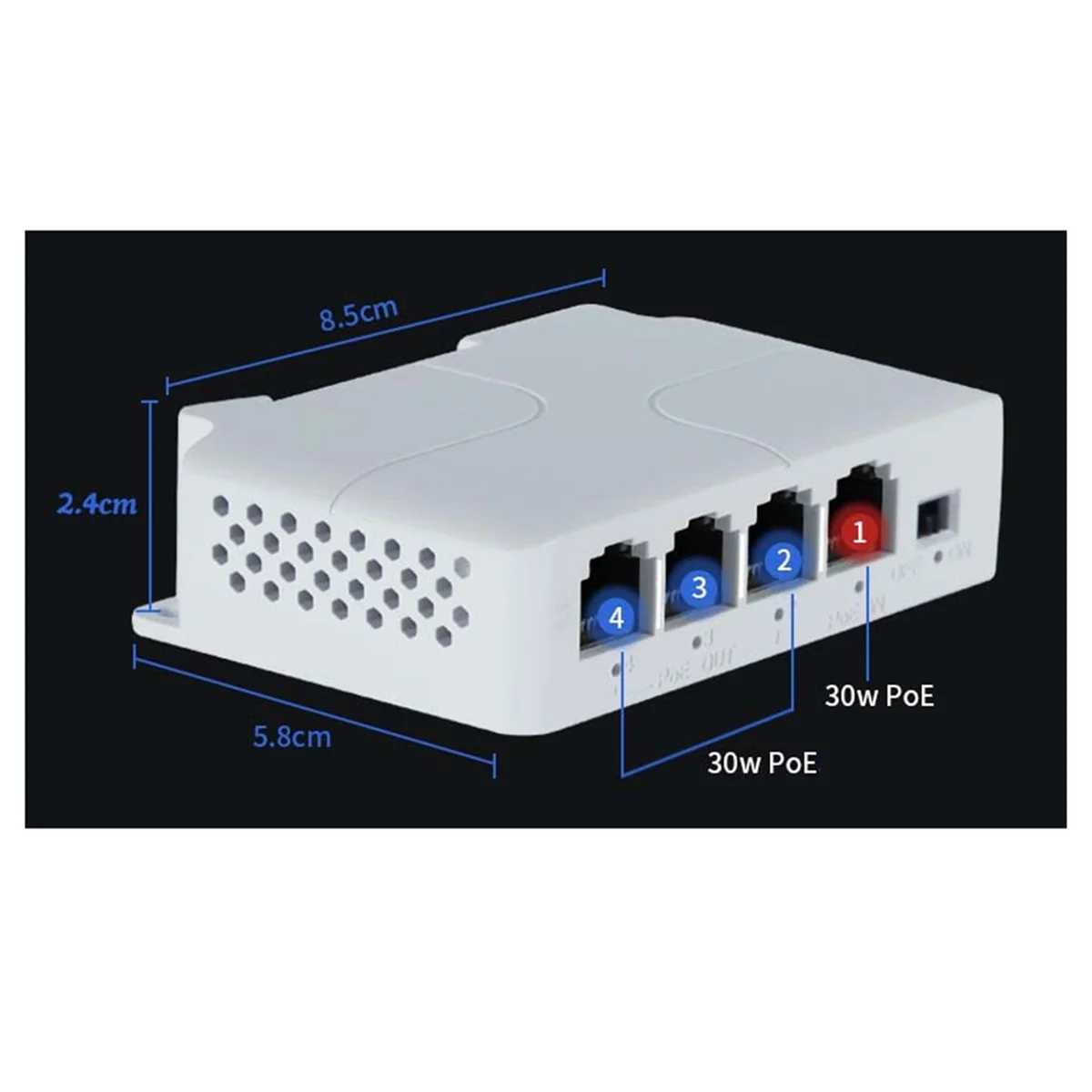 1Pcs 4 Ports 1 to 3 Port PoE Extender Passive Cascadable IEEE802.3Af 100Mbs for IP Transmission Repeater Switch NVR IP HOT