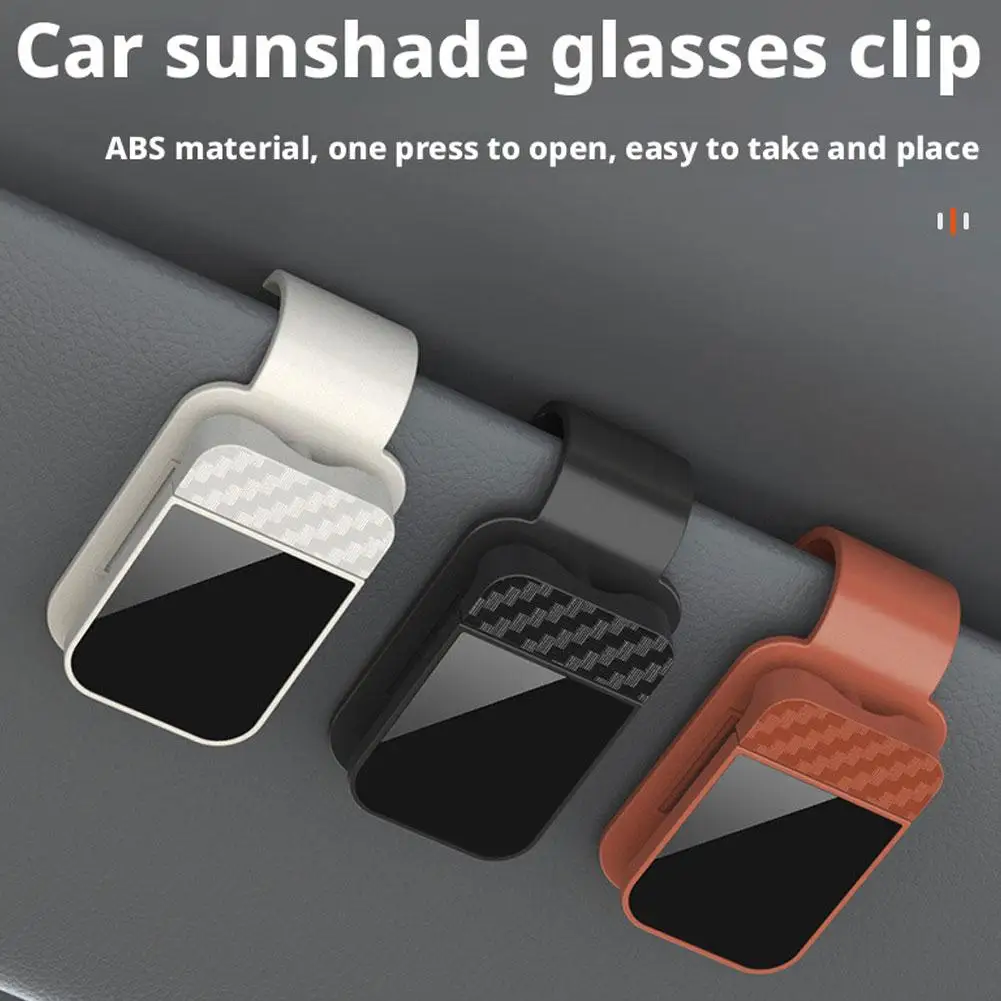 Car Sunglasses Holder Clip Carbon Fiber Pattern Eyeglass Clip Glasses Hanger For Sun Visor, Anti-Slip Car Accessories