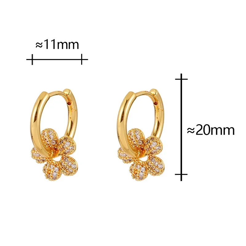 

Real 925 Sterling Silver 18K Gold Zircon Mini Flower Hoop Earrings for Women Cute Plant Fine Jewelry Detachable Accessories