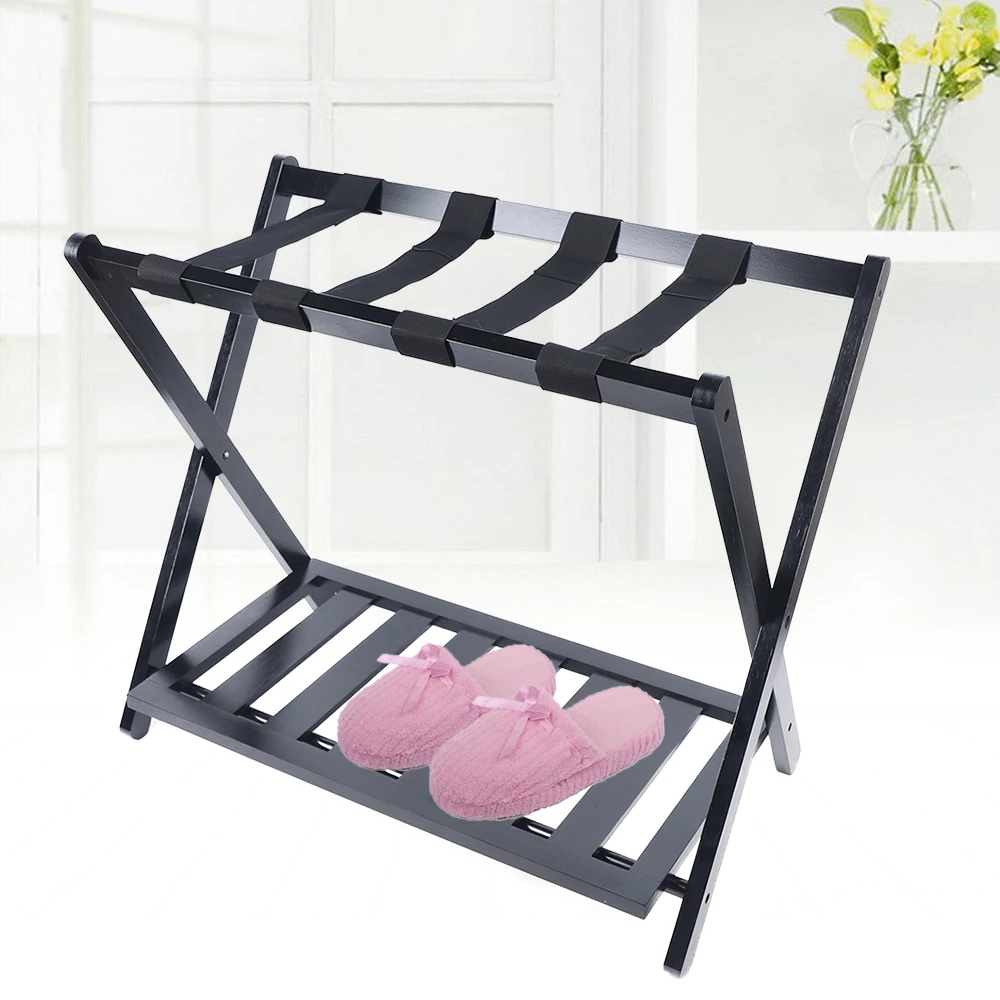 

Double-Layer Luggage Rack Foldable Space-Saving Home Storage Excellent Load-Bearing Capacity for The Bedroom and Guest Room