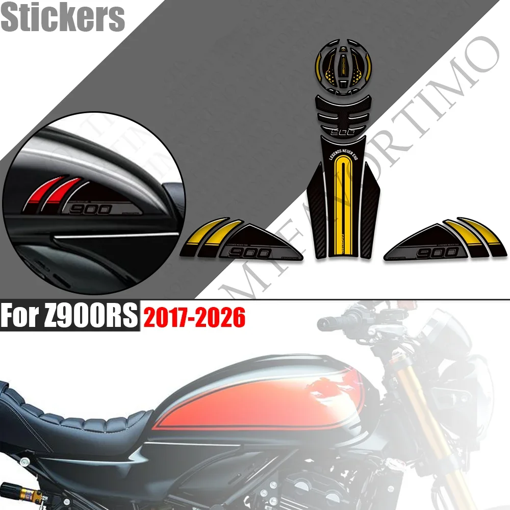 For Kawasaki Z900RS Cafe SE 2017 - 2025 2026 Anti-slip Epoxy Resin Gas Fuel Tank Cover & Leg Grip Sticker Decals Kit
