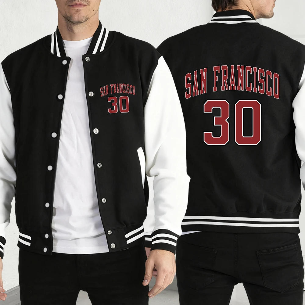 

Famous Cities In Usa No.30 Print Jacket Male Fashion Hip Hop Baseball Jersey Soft Loose Fleece Coat Unisex Street Basics Top