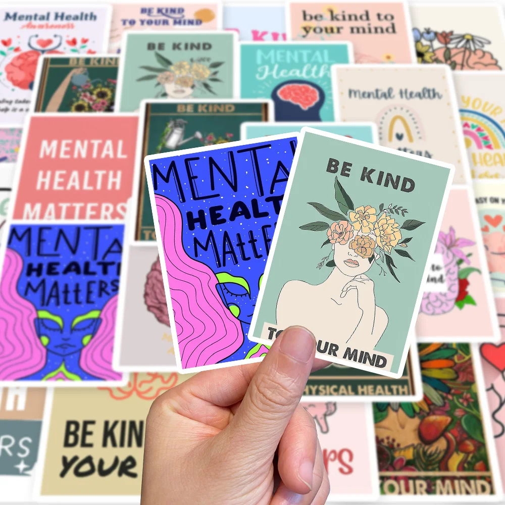 25Pcs Mental Health Awareness Poster Stickers for Waterbottle Laptop Fridge Luggage Waterproof Decal Sticker Kids Toy Room Decor