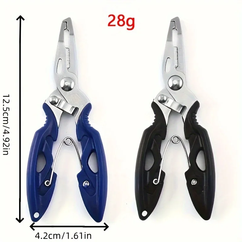 1 piece of multi-functional stainless steel fishing pliers with non-slip grip and quick hook removal - durable blue/black fishin