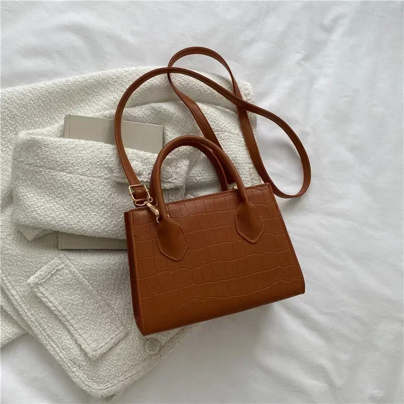 Bolso cruzado cuadrado para mujer, bolsa de hombro pequeña con asa superior, a la moda, LW016