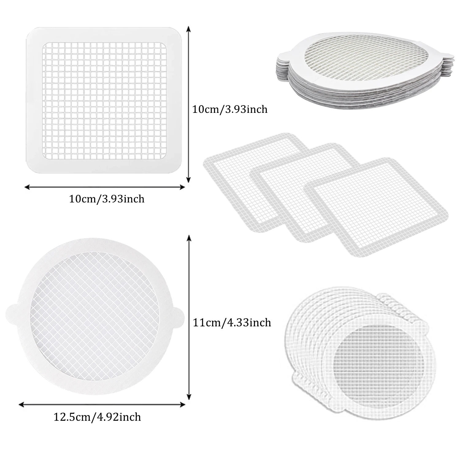 Cutable Duschablauf Haarfänger Selbstklebende Bodenablaufaufkleber Einweg Mesh Waschbecken Sieb Filter für Badezimmer – Detail 3