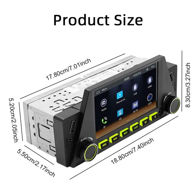 Powerful Car 1DIN 4.7Inch Bluetooth Portable Screen GPS Navigation Display Wireless Carplay Android Auto MP5 Player - view 6