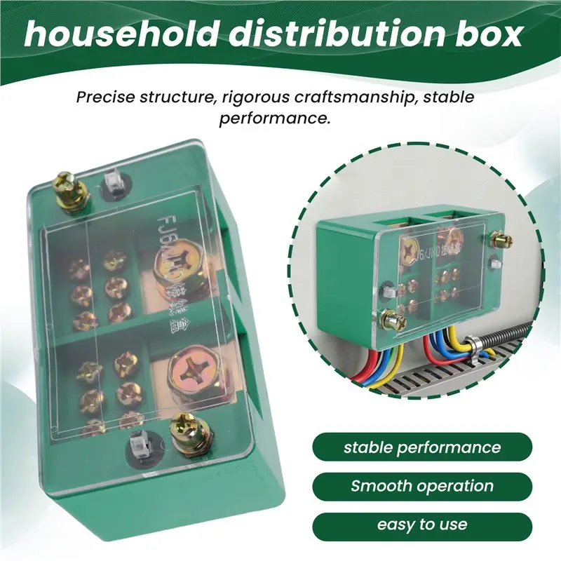 Single Phase Replacement 2-In 6 Outgoing Terminal Box Household Distribution Box Junction Box Terminal Block 220 V(6 Out)-A27I