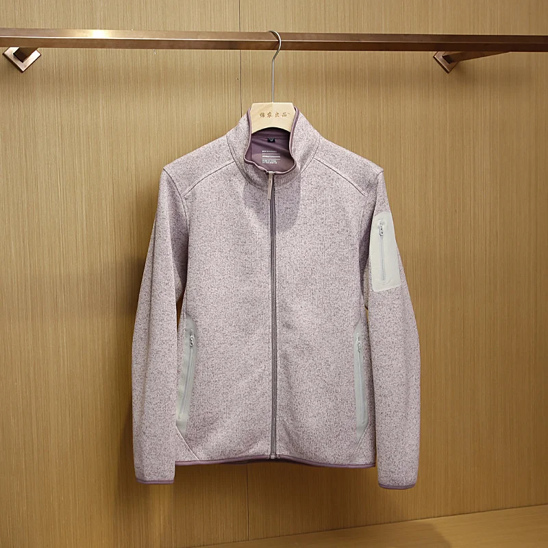 

2025 Autumn Winter Men Women Couples Clothes Fleece Jacket Outdoor Sports Coat Zip-up Windproof Stand-up Collar Loose Outerwear