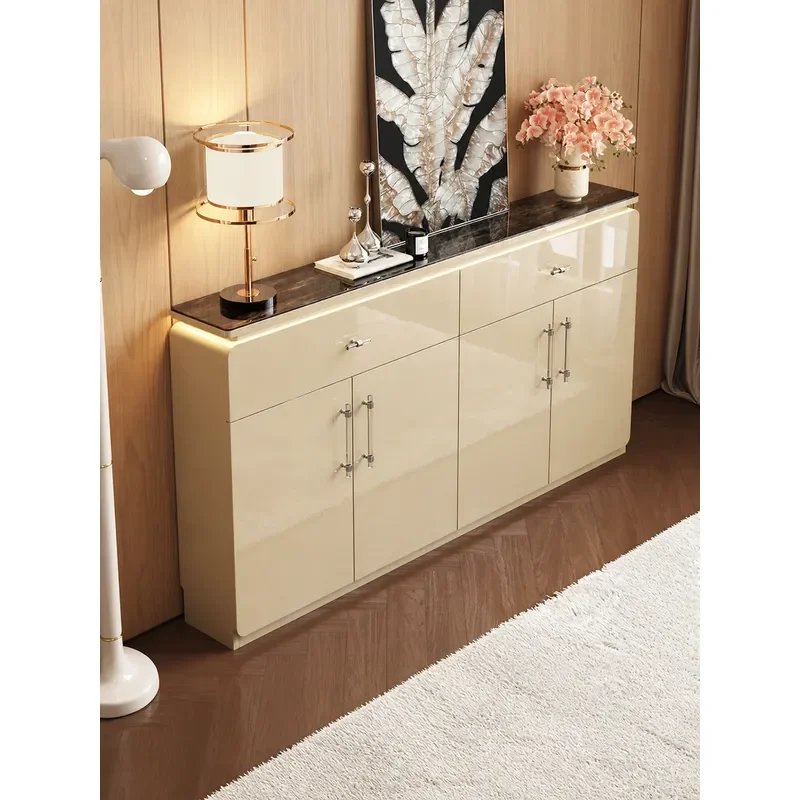 Ultra Thin Dining Side Cabinet Rock Slab Locker Integrated Living Room Storage Light Luxury High End Modern Minimalist