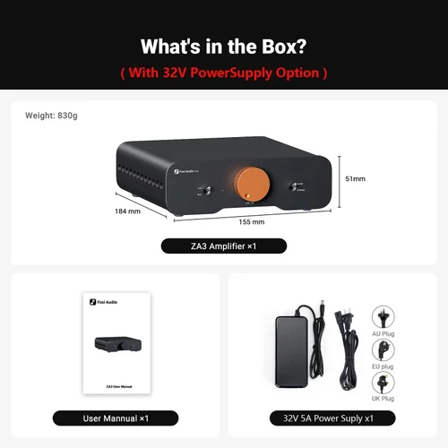 Imagen 2 del producto Fosi Audio ZA3 TPA3255 Clase D amplificador de Audio de potencia estéreo HiFi para altavoz pasivo de estantería con entrada XLR/RCA/equilibrada