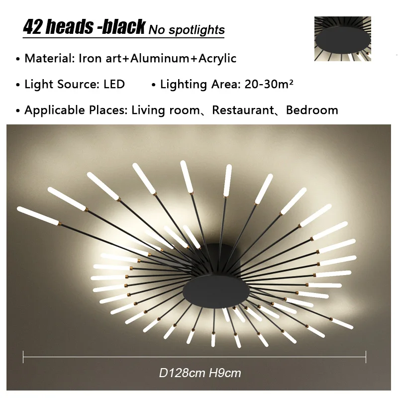 VIGOUS Modern Creative LED Ceiling Light Gold Black 6