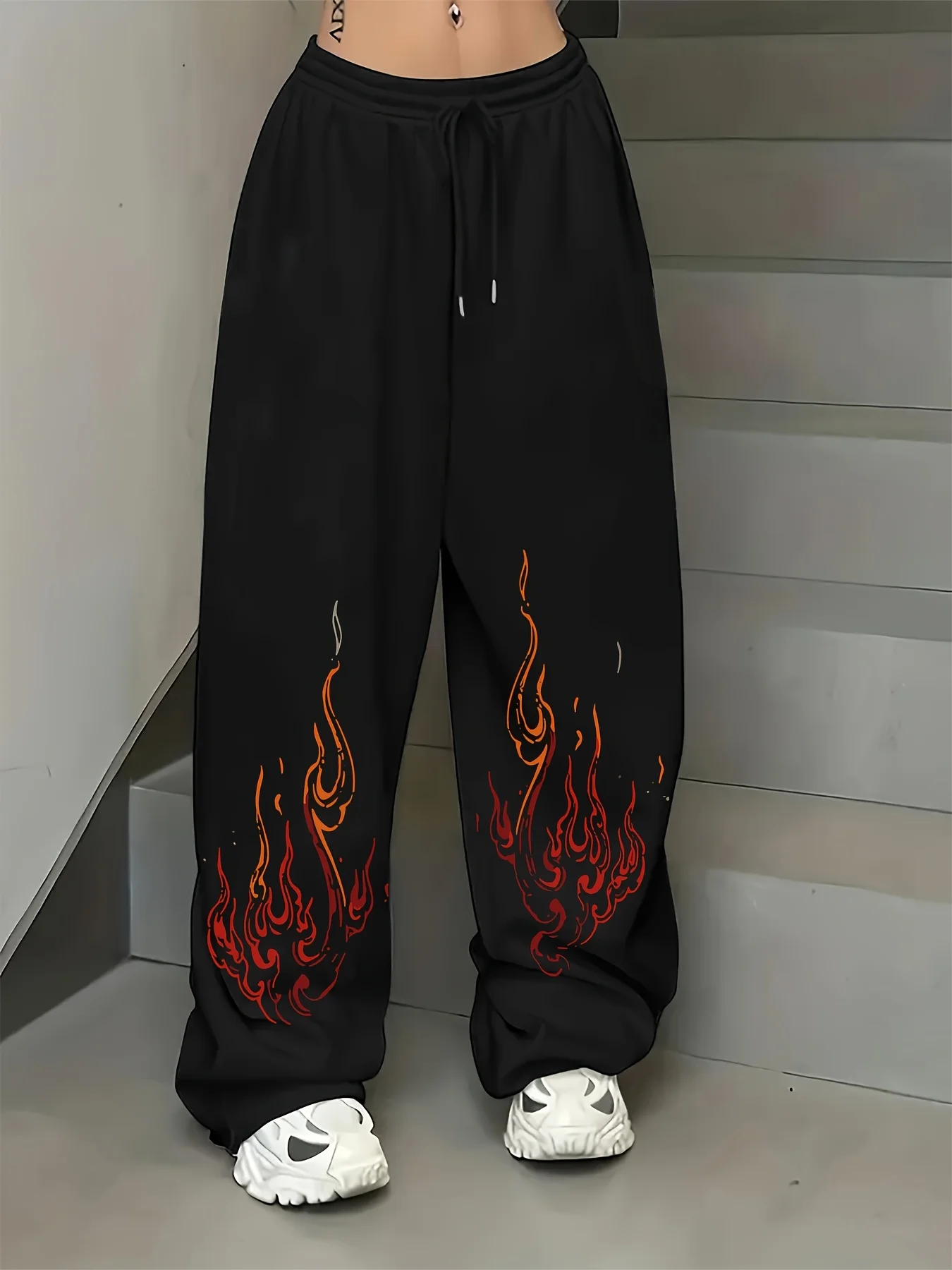 Spring/Autumn Hot Sale Personalized Fashionable Y2k Pants Trendy Fashion Vintage Print Loose Women Black Sports Pants