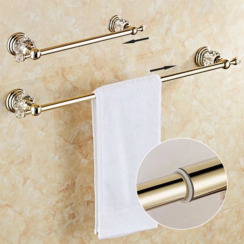 ELLEN Golden Crystal Bathroom Hardware Set Adjust Towel Rack Towel Holder Toilet Paper Holder Robe Hook EL2001G