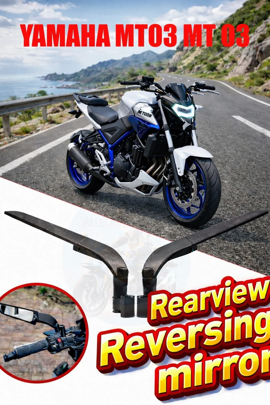

For YAMAHA MT03 MT 03 MT-03 Motorcycle Accessories carbon fibre Mirror Stealth Winglets Rearview Mirrors