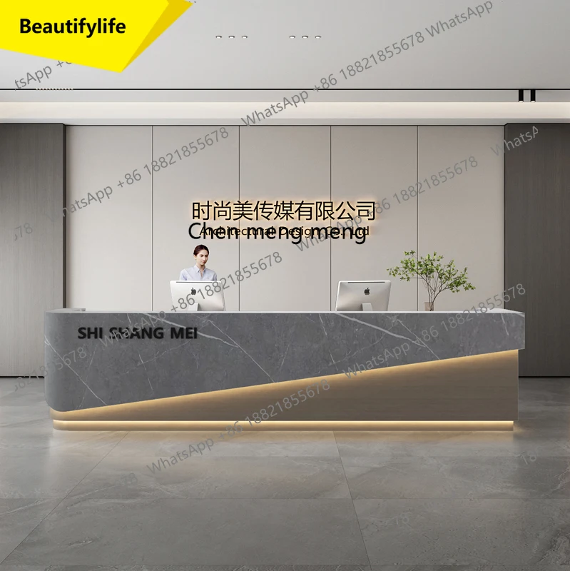 

01A Simple and modern hotel lobby, service desk, front desk, reception desk, sales department, welcome counter, beauty salon, ba