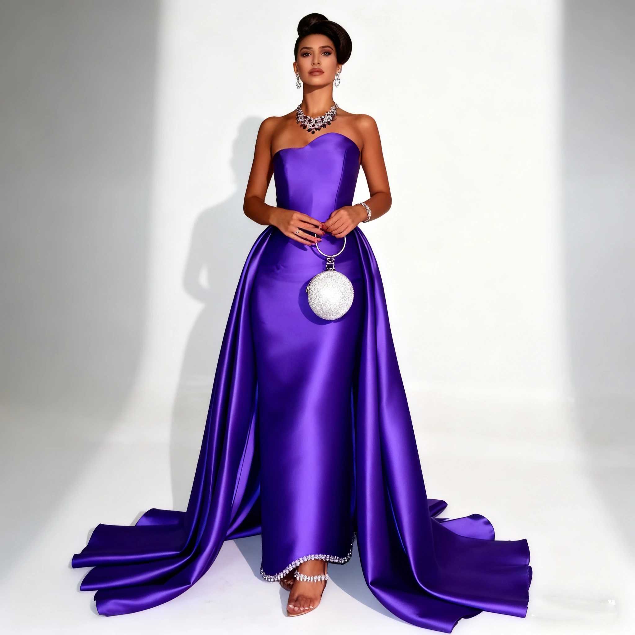 فساتين حفلات عربية سعودية مثيرة حسب الطلب فساتين حفلات حورية البحر أرجوانية من الساتان بدون حمالات فروموردريس سويب تراين غالا