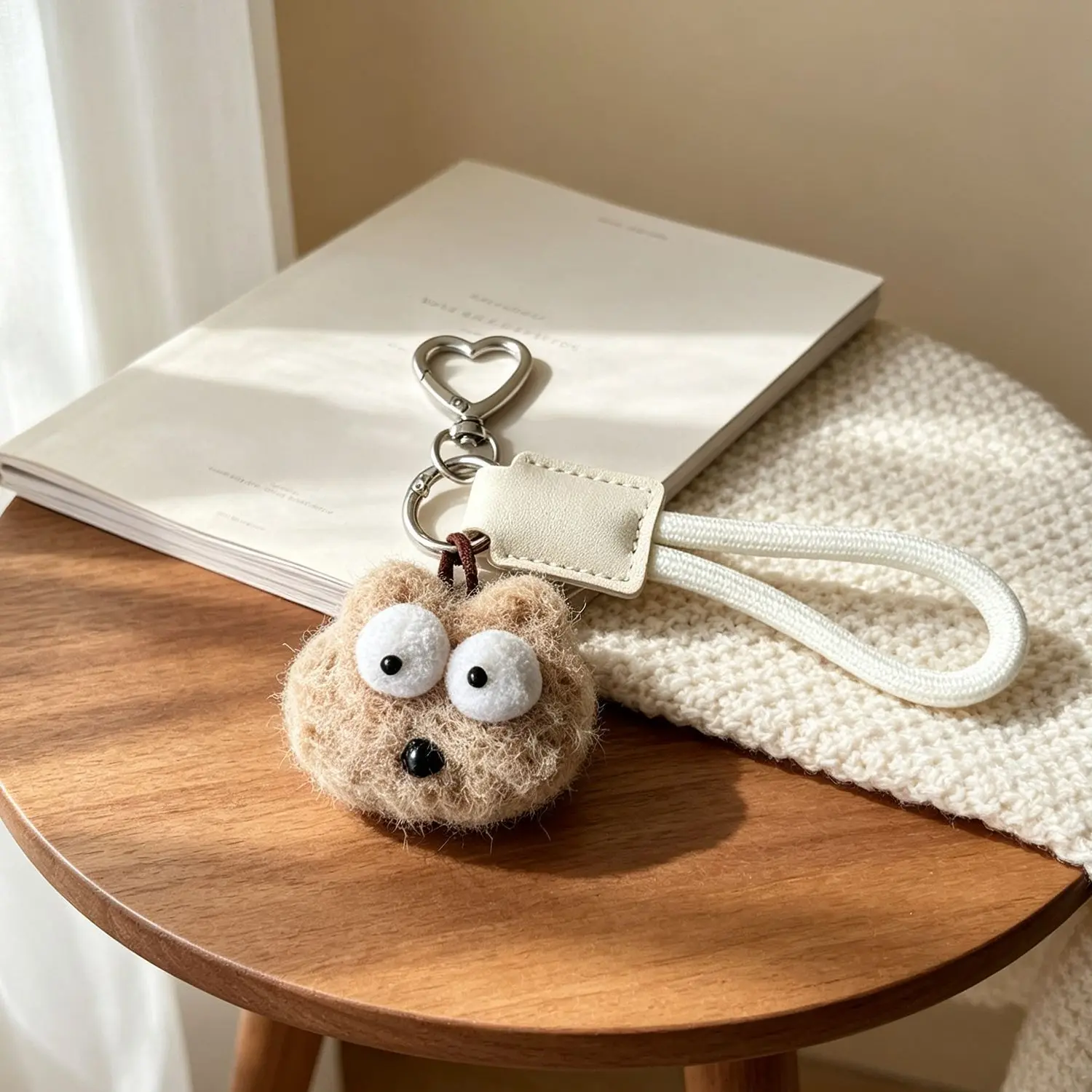 Plush Charcoal Ball Pendant Versatile Keychain Ornament for Bag Cellphone Cute Premium Soft Durable Lightweight Key Chain