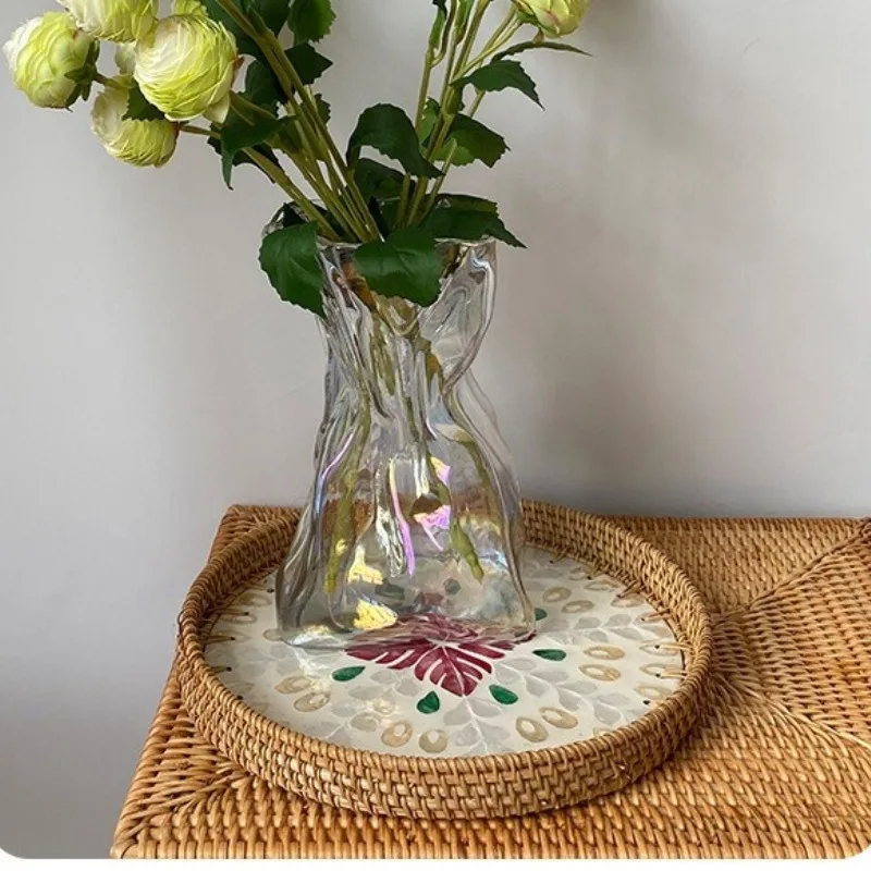 Light Luxury Shell Tray Round Storage Perfume Aromatherapy Decoration Breakfast Pastry Refreshment Tray