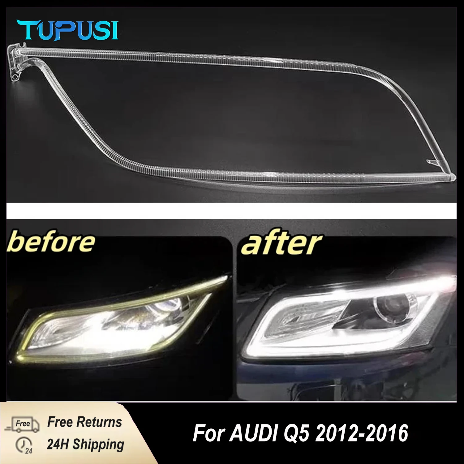 

NEW For Audi Q5 2012 2013 2014 2015 2016 DRL Headlight Light Guide Plate Daytime Running Light Tube Bar Angel Eyes