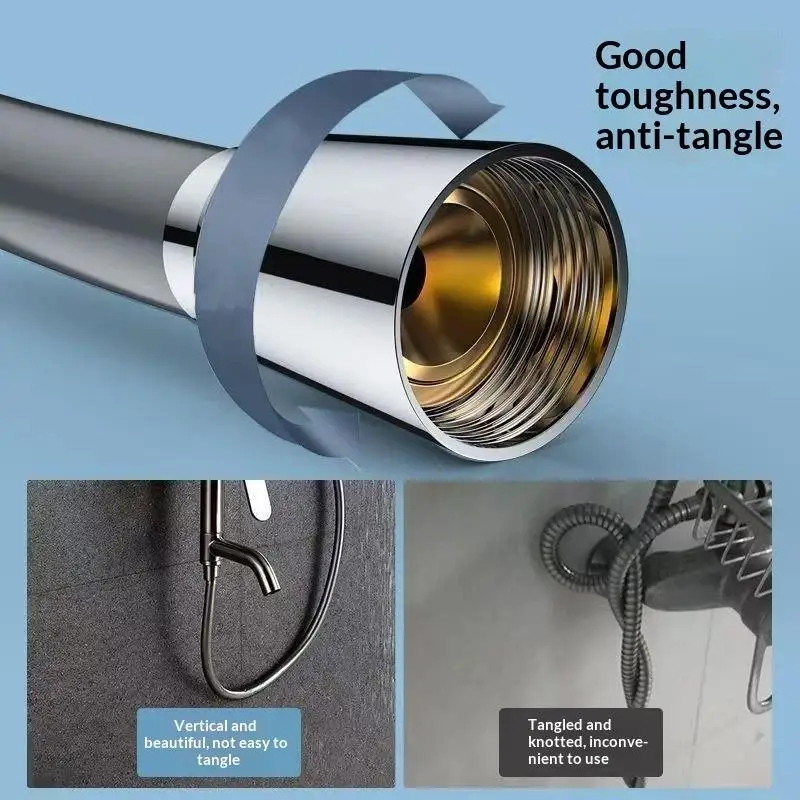 PVC Silicon Shower Hose Flexible Super Durable Suitable For Hot And Cold Water Use And Corrosion-Resistant Steel Cap Connector - view 3