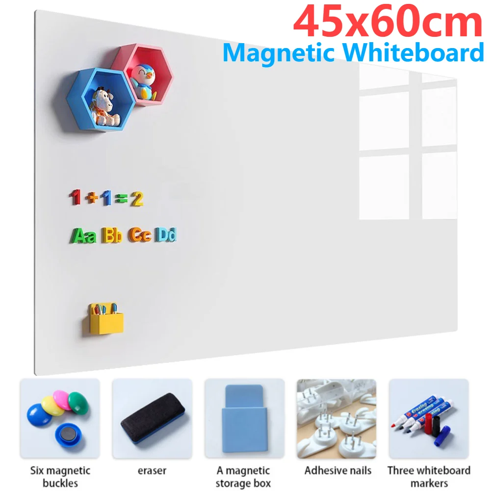 Magnetic White Board Sticker Include Marker Magnet Eraser Removable Erasable Surface for Teaching Training Office and Home Use
