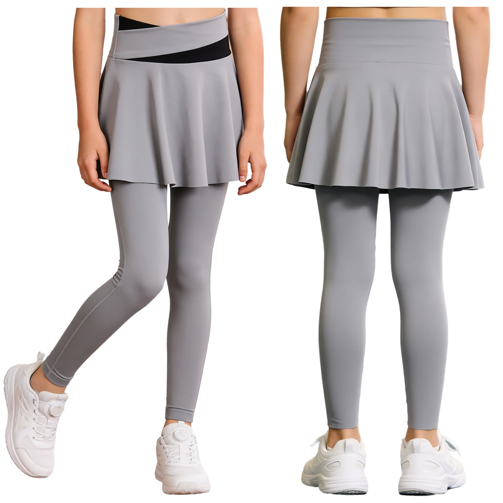 

Kids Girls Quick-Dry Yoga Sports Pantskirt High Waist Elastic Waistband Skirted Leggings Tennis Golf Running Athletic Pants
