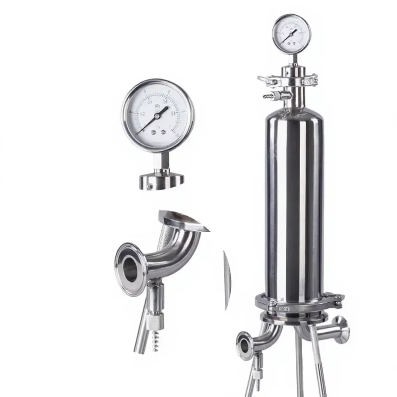 Single / Multi Cartridge Sanitary Membrane Filter Housing 10 Inch SS304 Liquid Filter Housing 5/10/20/30/40 Inch Zero Dead