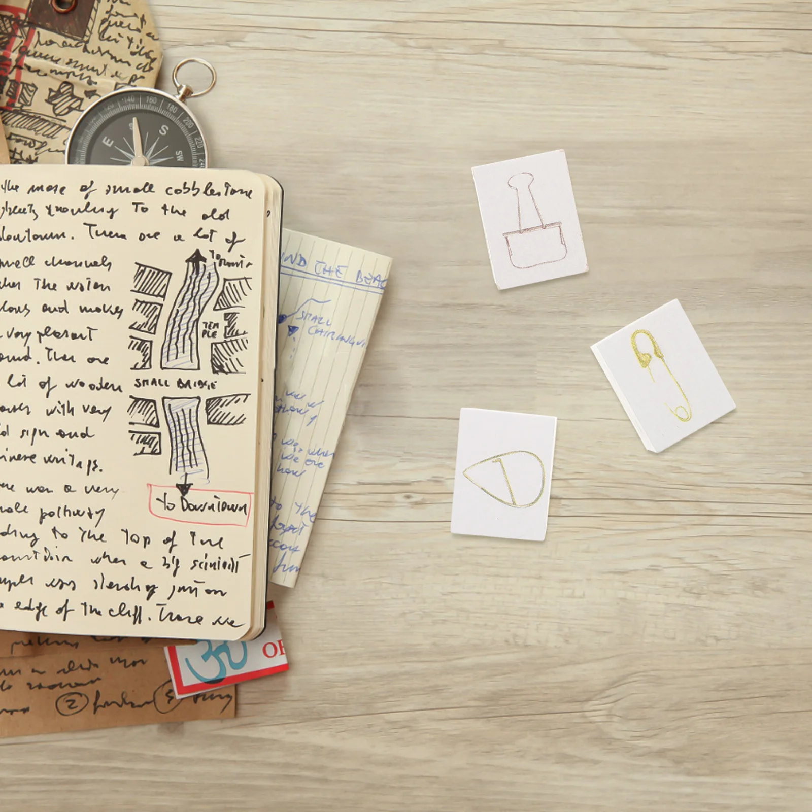 3pcs Handmade Stamp Craft Clothes Pin Journal Small Vintage Book Stamps Mini Scrapbooking Rubber Decorative Artistic